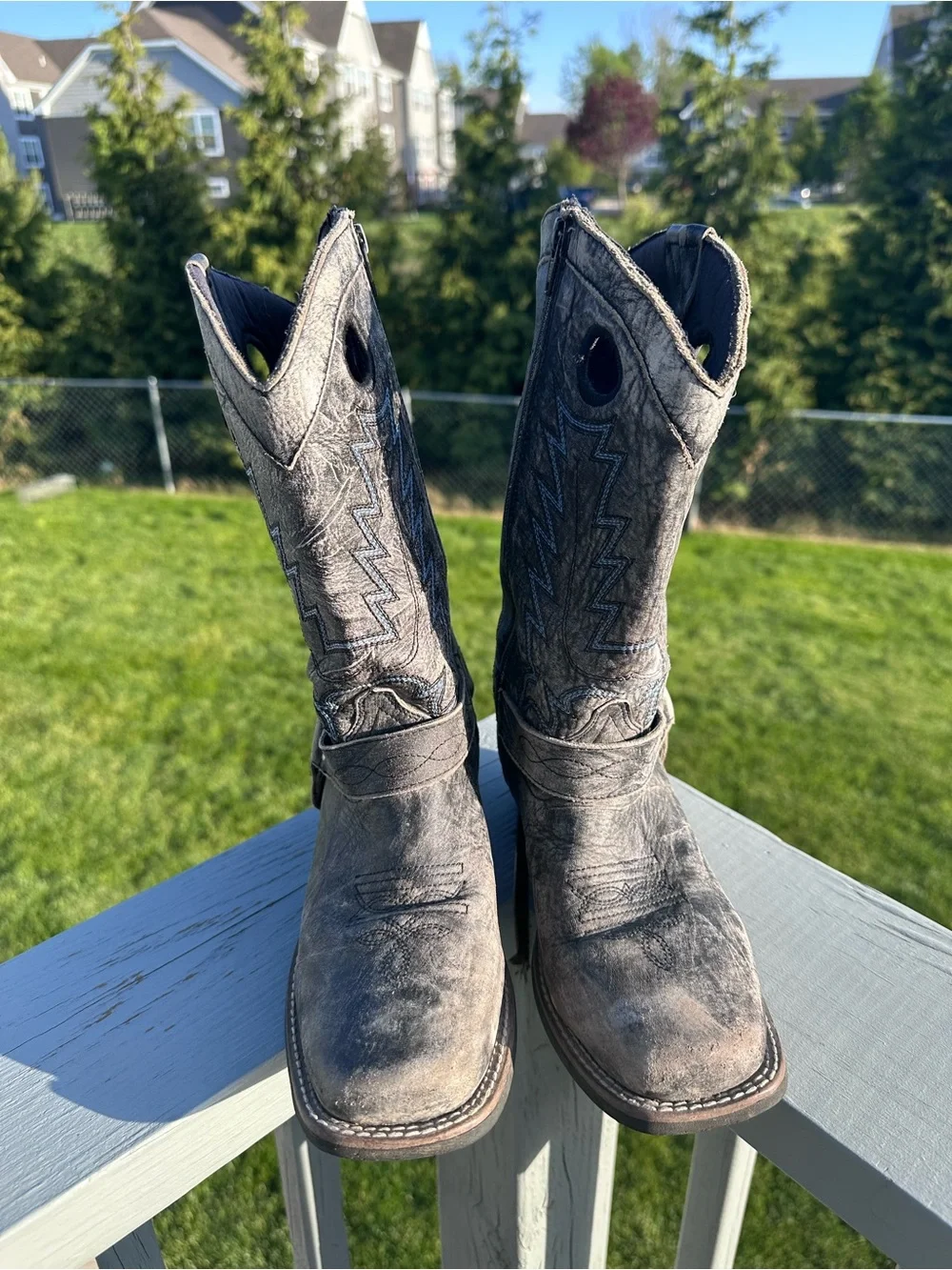 Smoky Mountain Boots | Gray and Blue Distressed leather Cowboy Boots | Size 5R